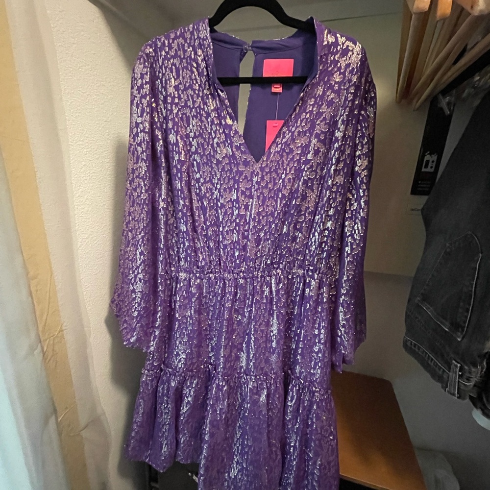 Lilly Pulitzer Joella Metallic Silk Chiffon Dress